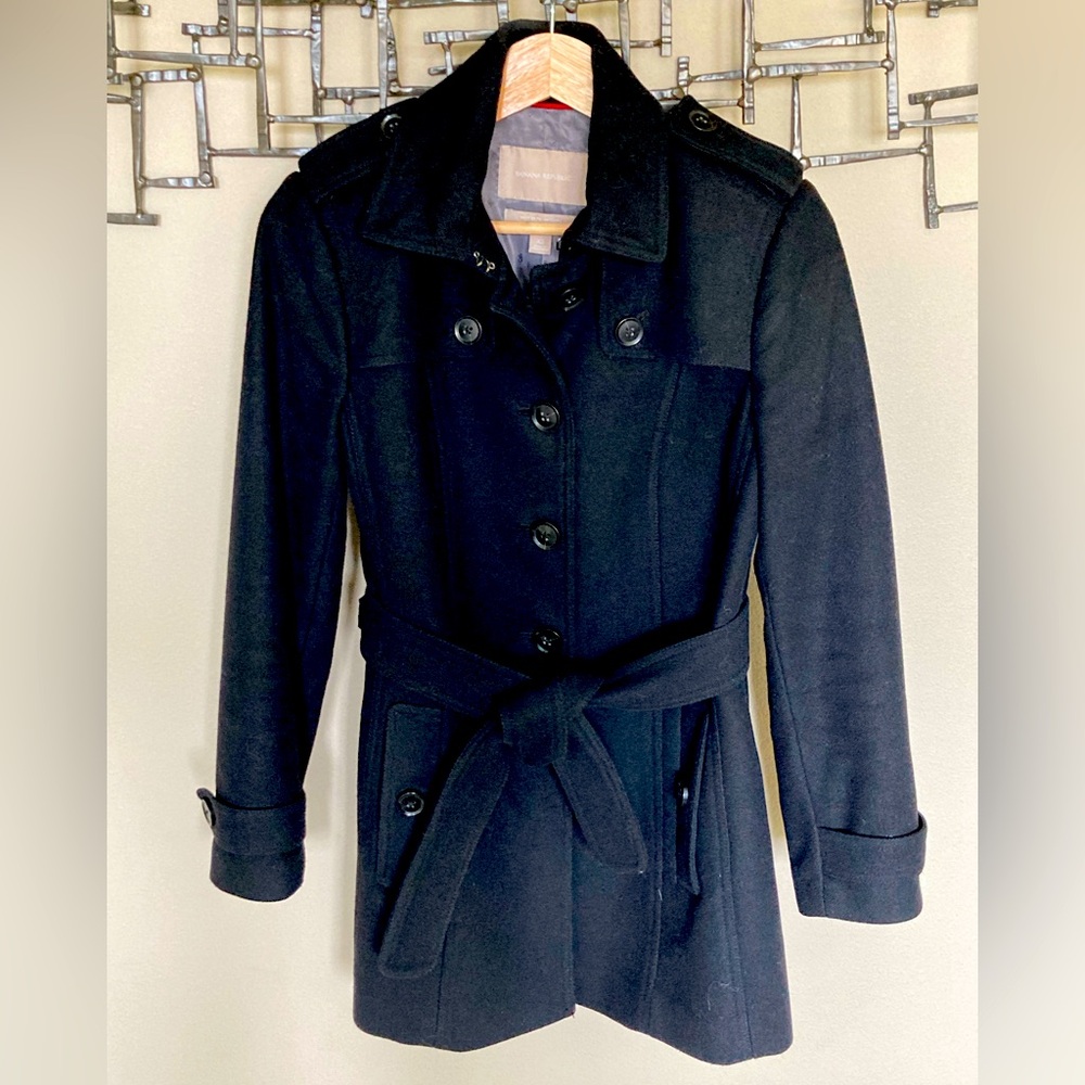 Banana Republic Midnight Black Trench Coat